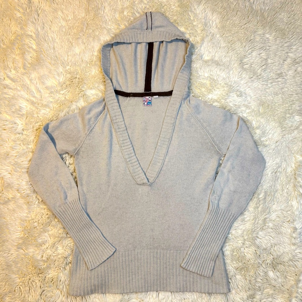 Roxy Knit Hooded Long Sleeve V-Neck Sweater